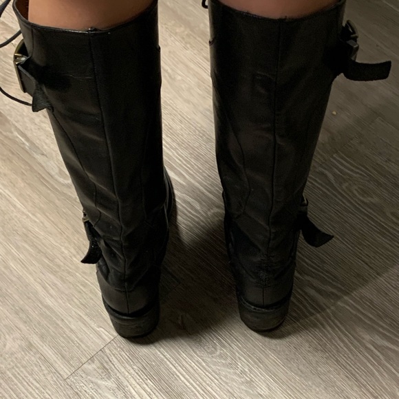 Vintage Y2K Guess Genuine Leather Heeled Combat boots 8.5 - Picture 2 of 8